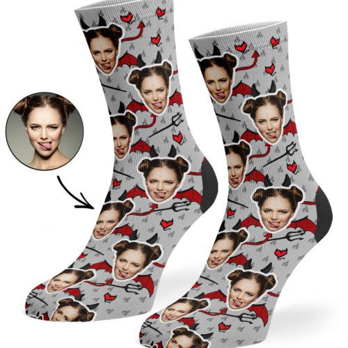 Grey Devil Face Socks