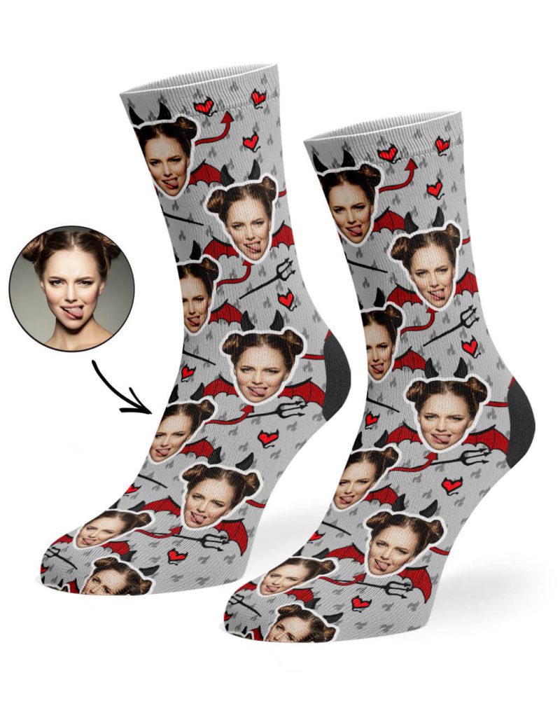 Grey Devil Face Socks