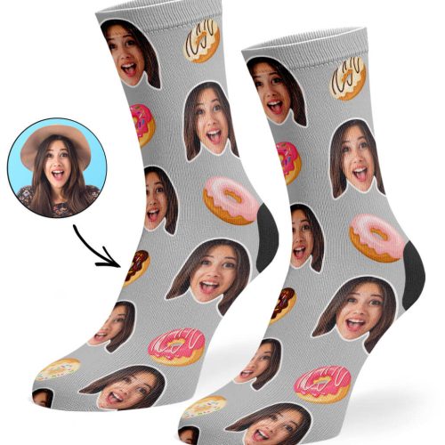 Grey Donut Face Socks