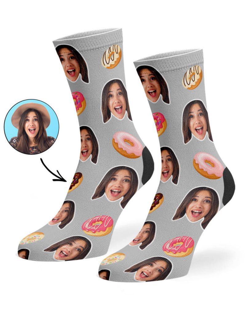 Grey Donut Face Socks