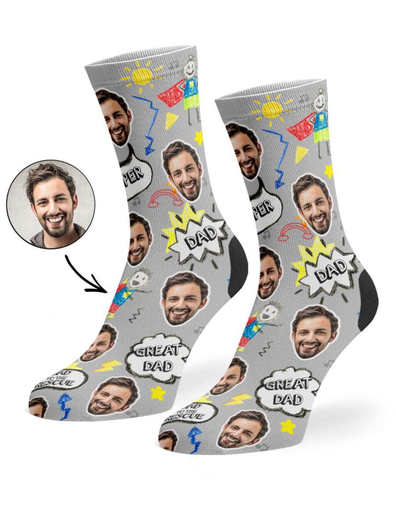 Grey Great Dad Face Socks