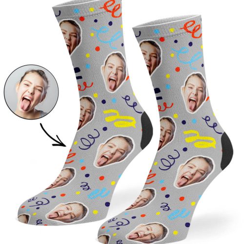 Grey Happy Birthday Confetti Socks