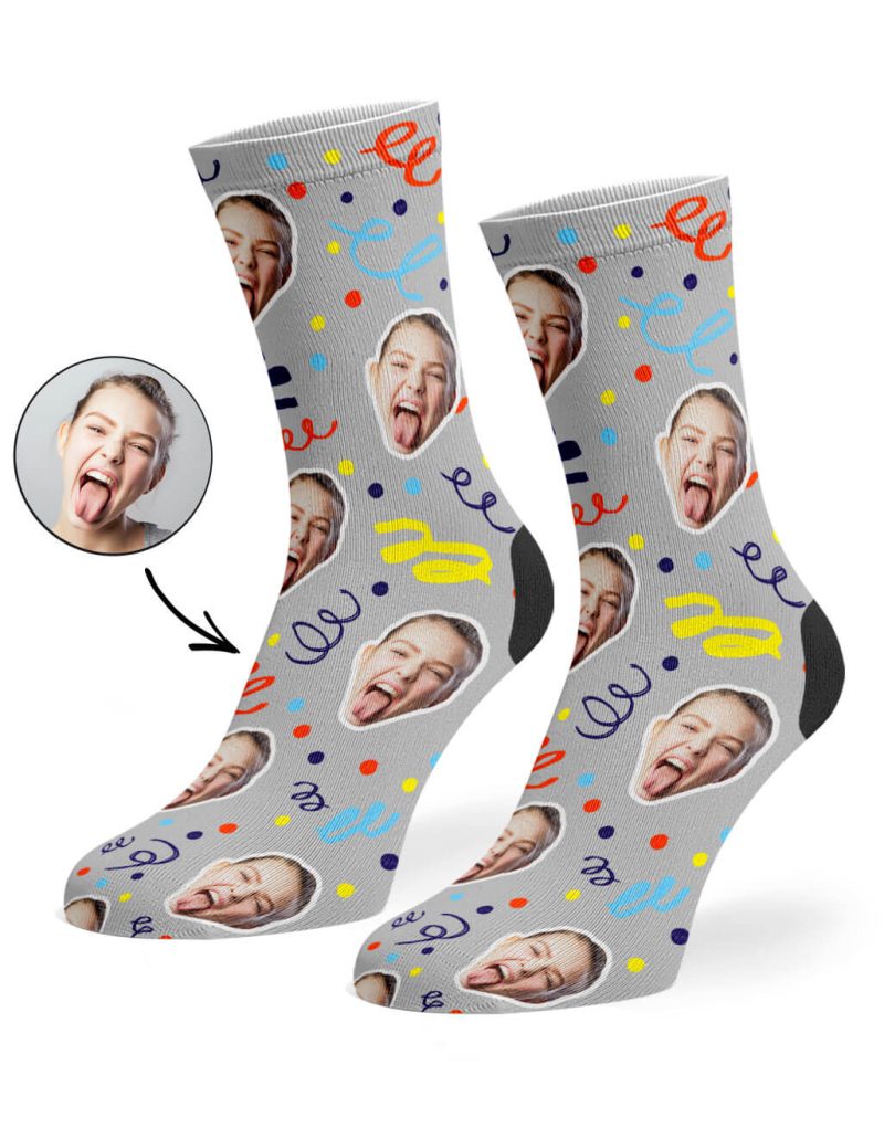 Grey Happy Birthday Confetti Socks