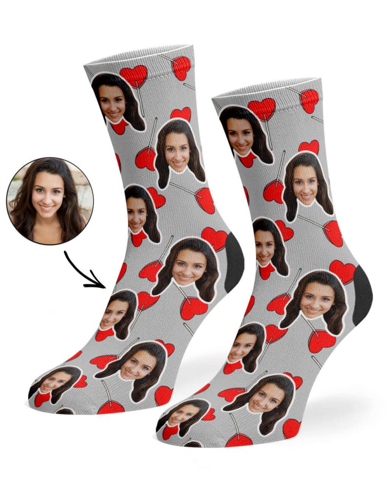 Grey Heart Lollipops Socks