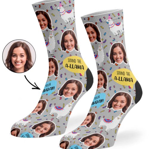 Grey Llama Birthday Socks