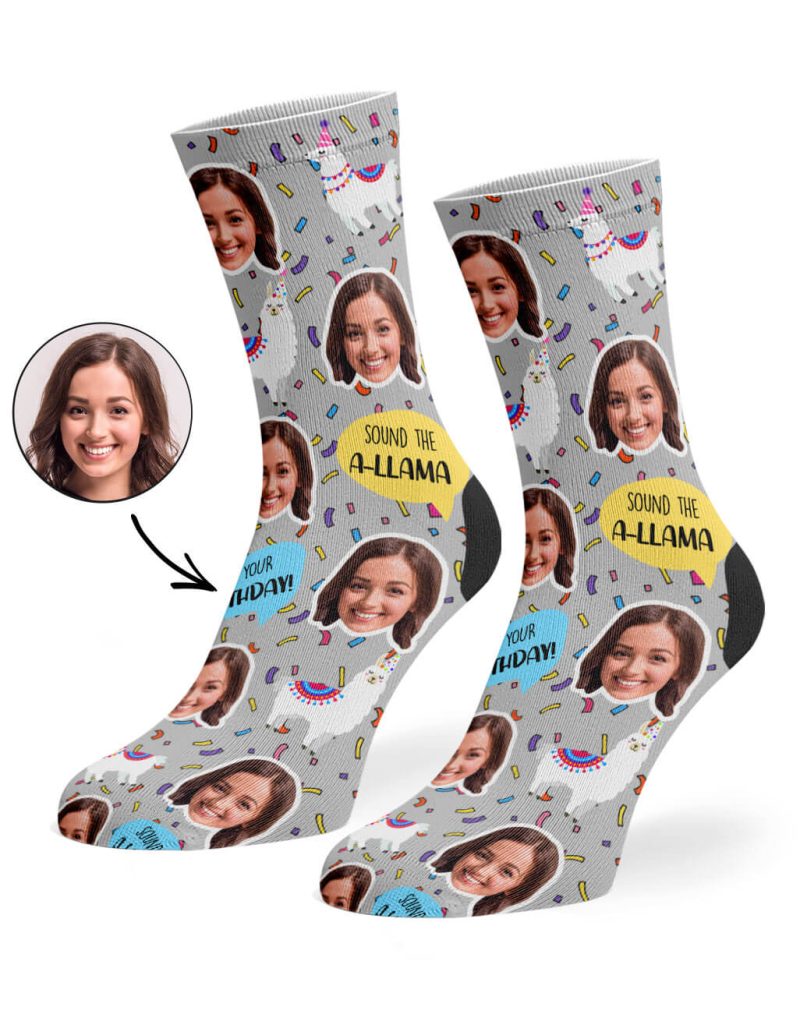 Grey Llama Birthday Socks