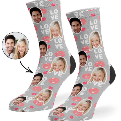 Grey Love Lips Socks