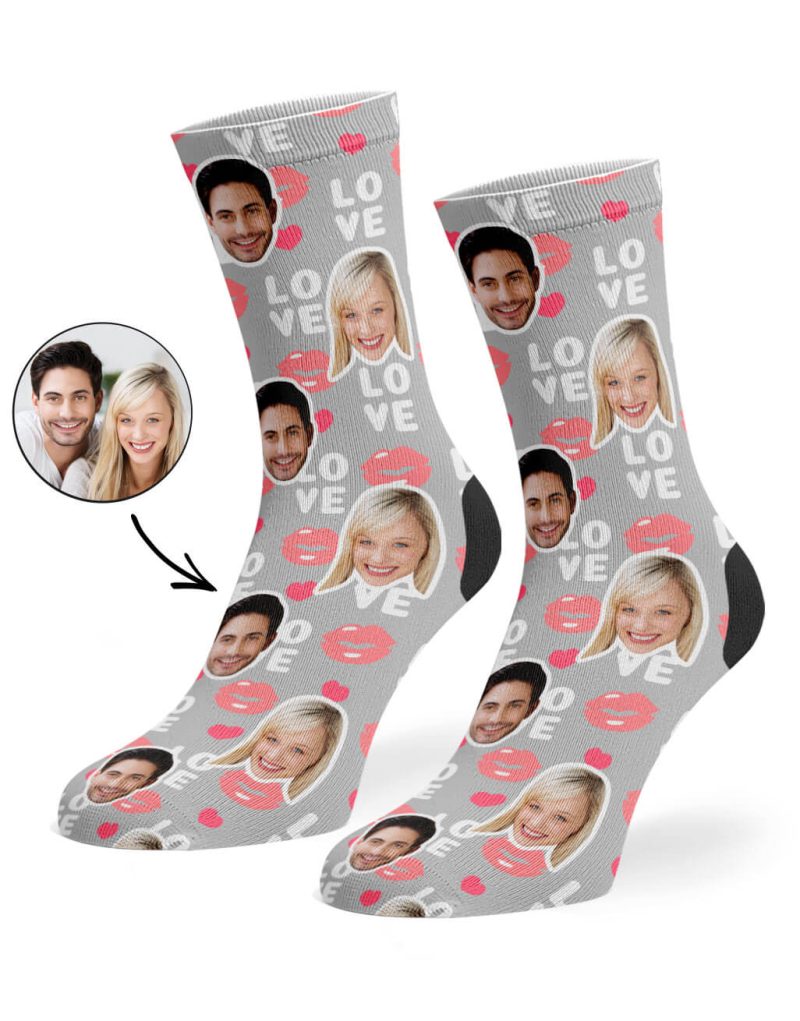 Grey Love Lips Socks