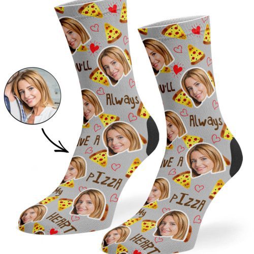 Grey Pizza My Heart Socks