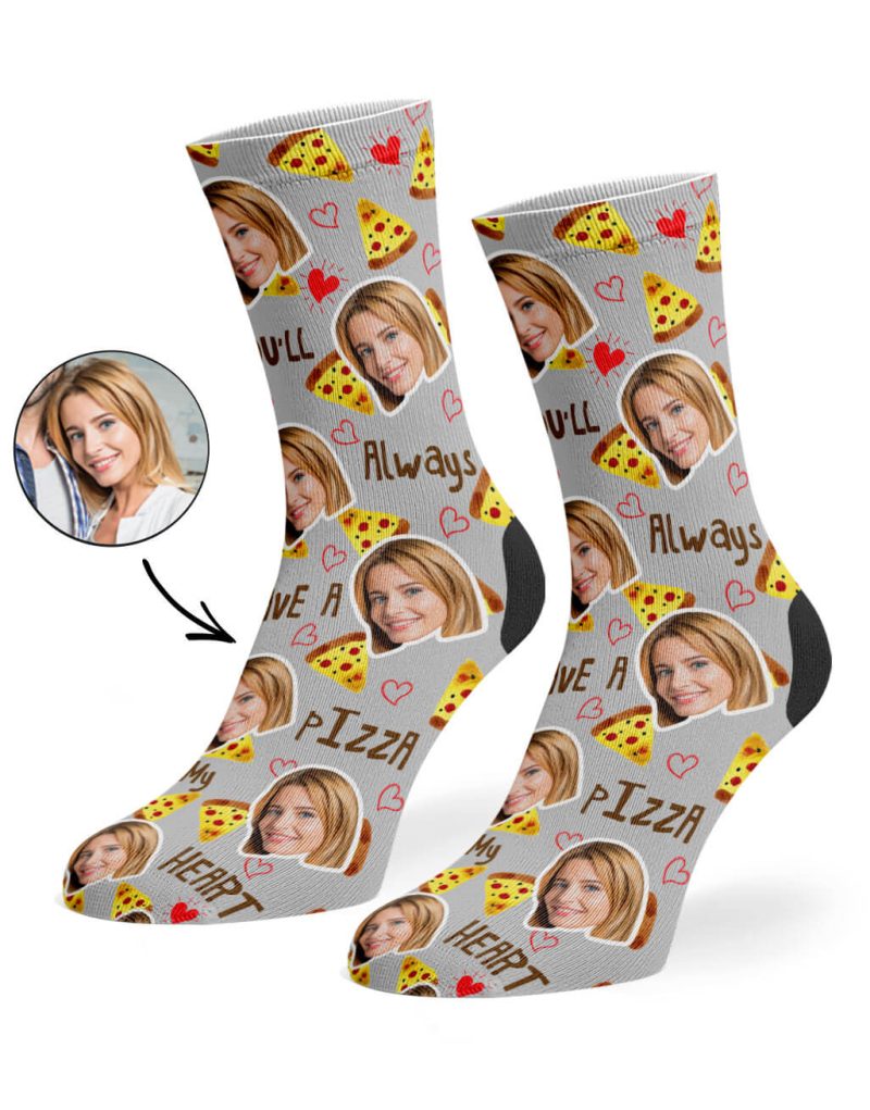 Grey Pizza My Heart Socks