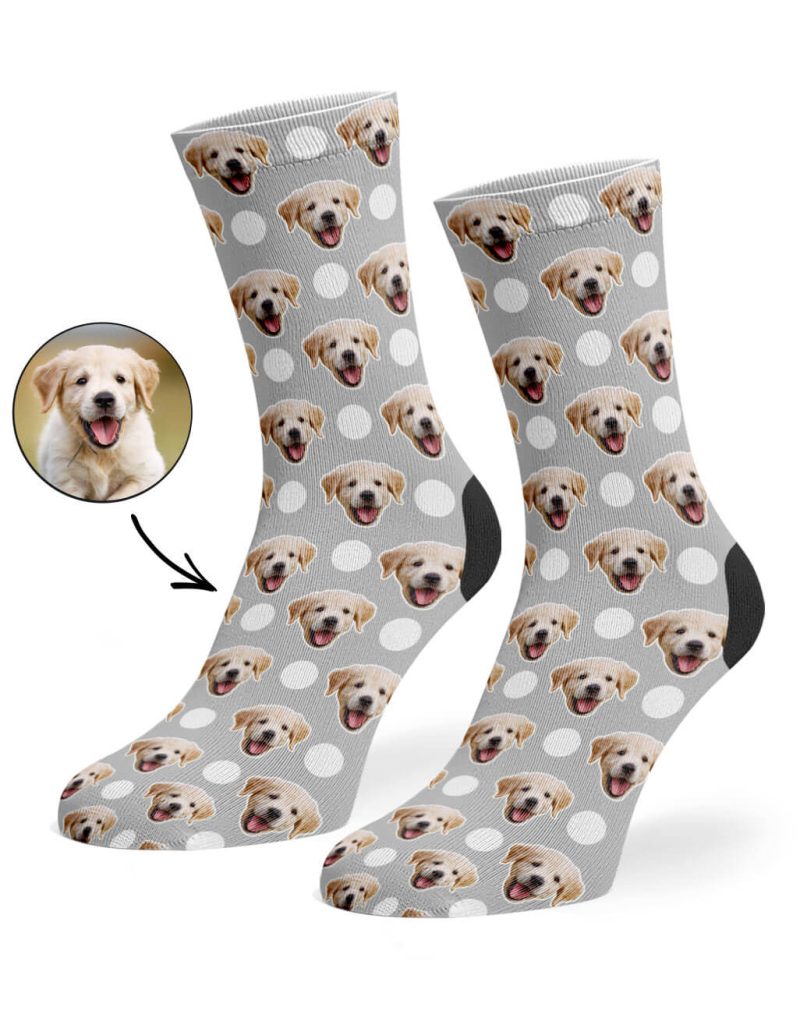 Grey Polka Dog Socks