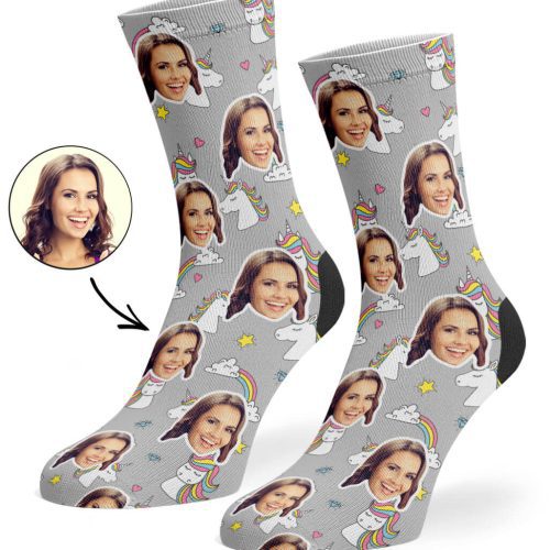 Grey Rainbow Unicorn Socks