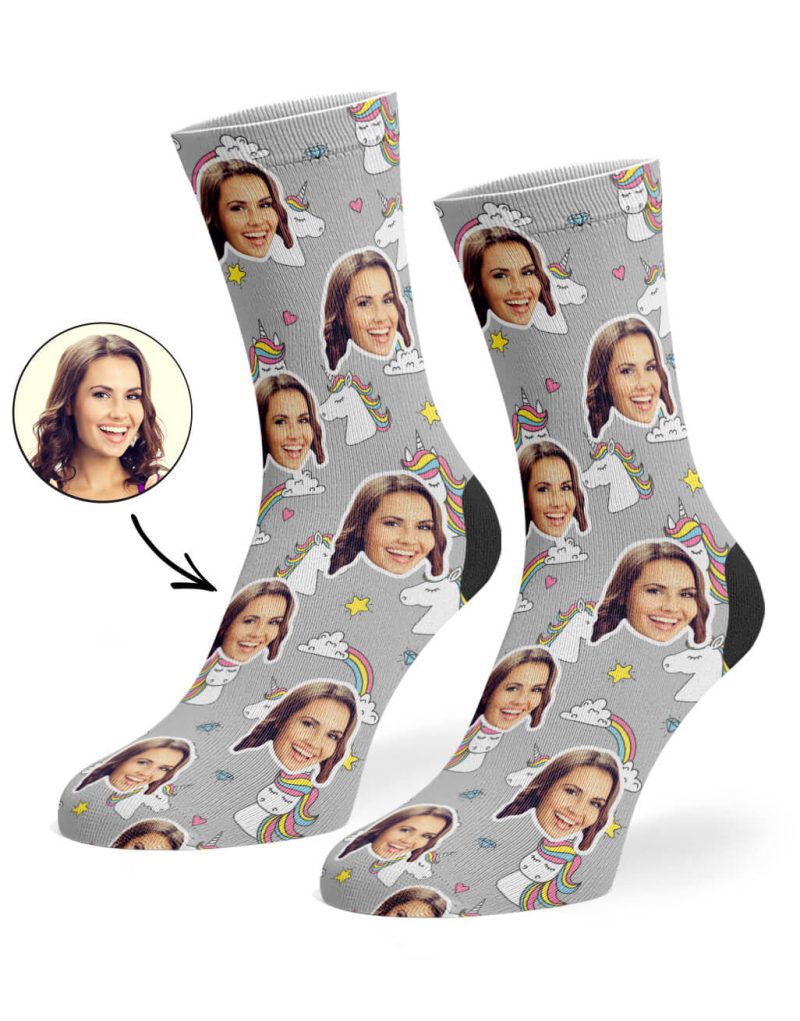 Grey Rainbow Unicorn Socks