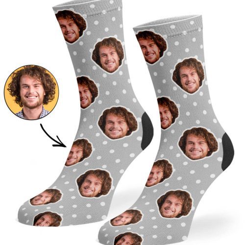 Grey Spotty Face Socks