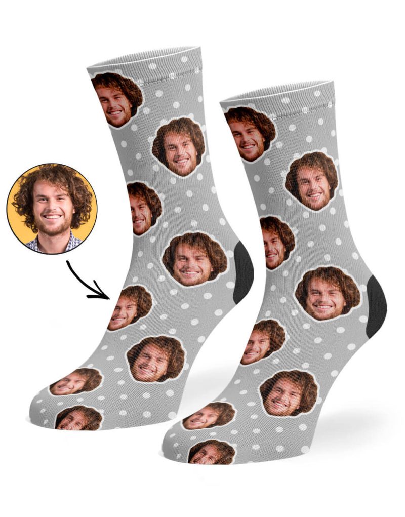 Grey Spotty Face Socks