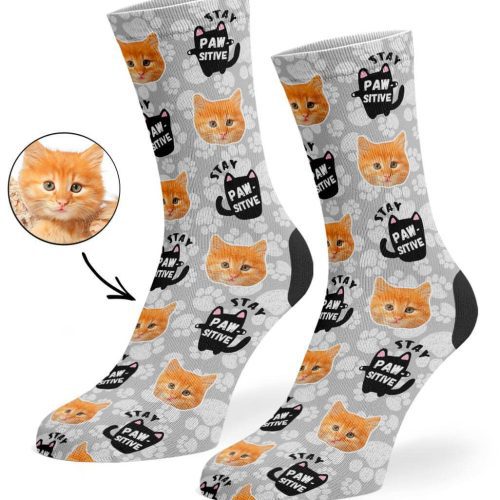 Grey Stay Pawsitive Socks