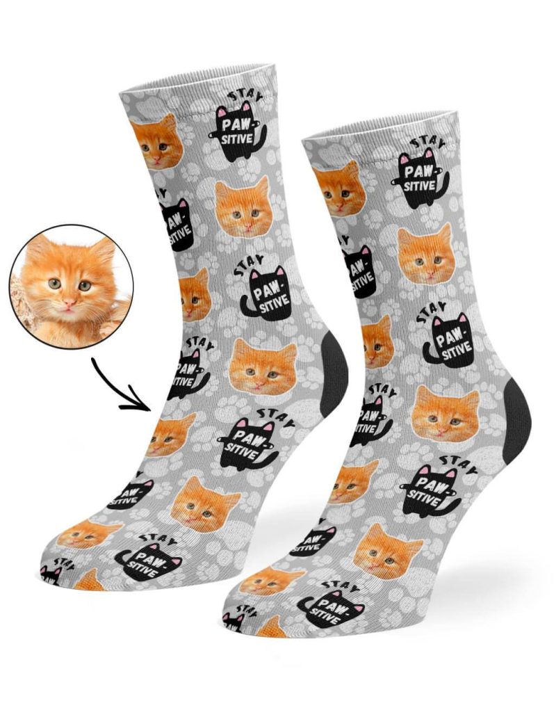 Grey Stay Pawsitive Socks