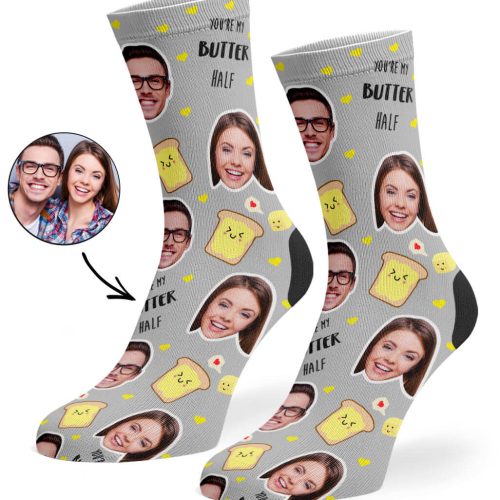 Grey You re My Butter Half Socks