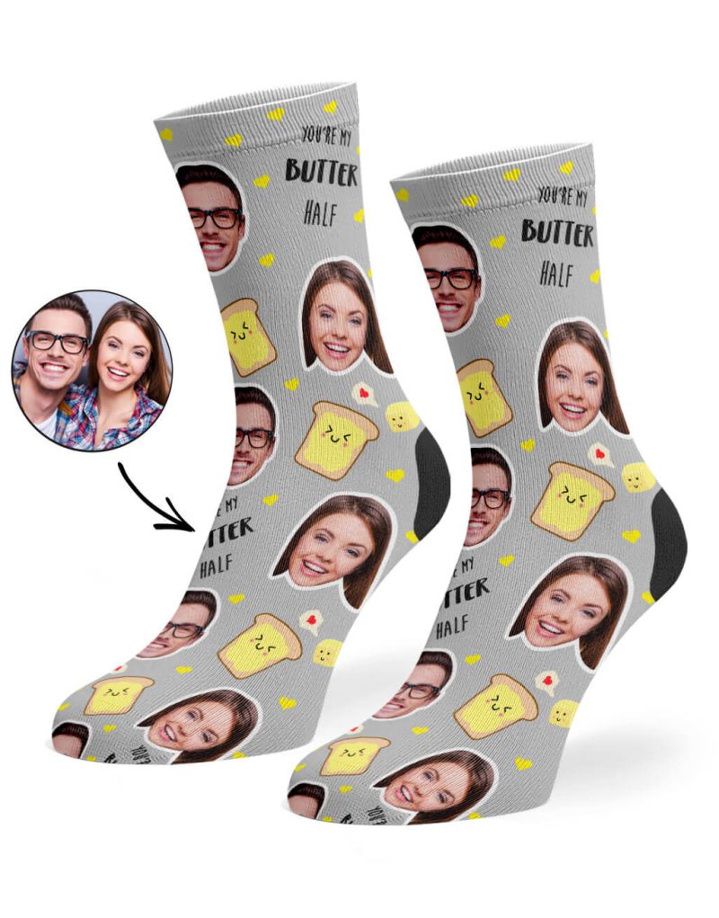 Grey You re My Butter Half Socks