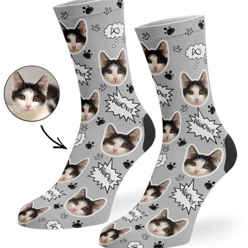 Grey Your Cat Meow Socks