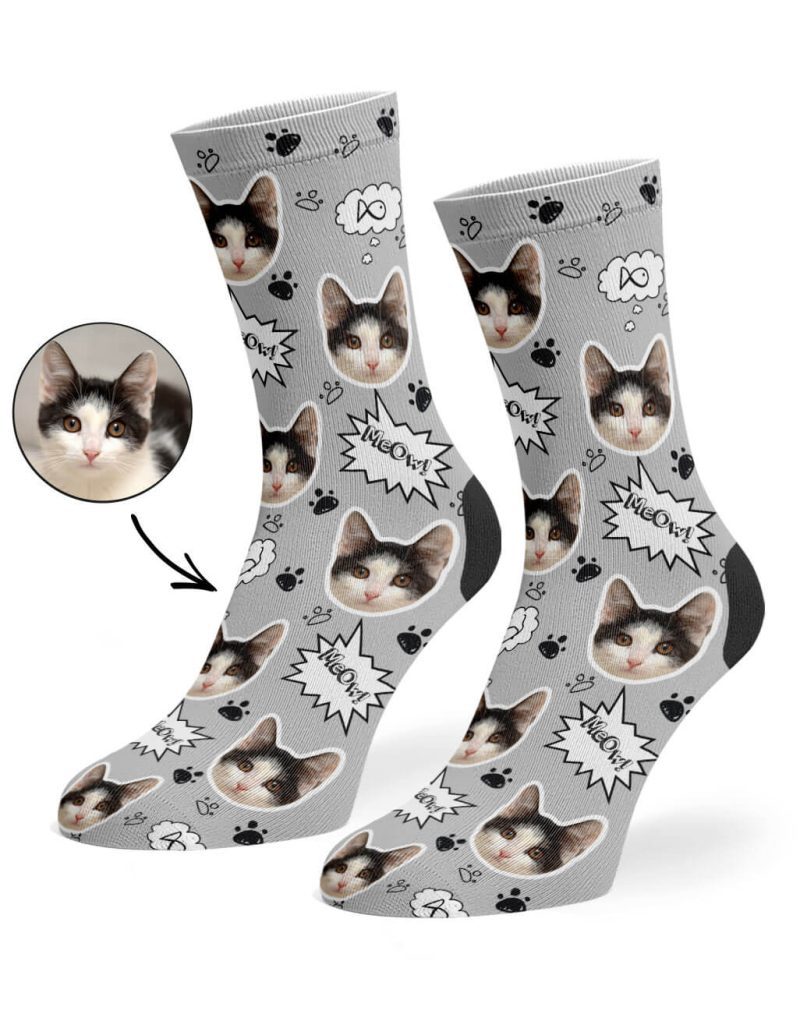 Grey Your Cat Meow Socks