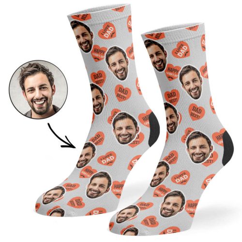 Grey Dad Love Hearts Socks