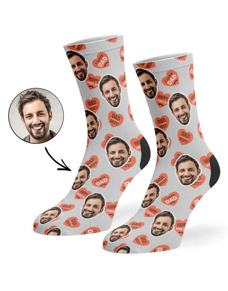 Grey Dad Love Hearts Socks