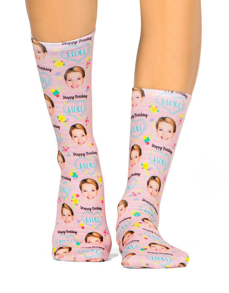 Happy Birthday USA Mom Face Socks