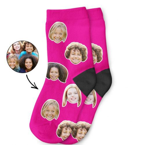 Hot Pink Best Friend Face Kids Socks