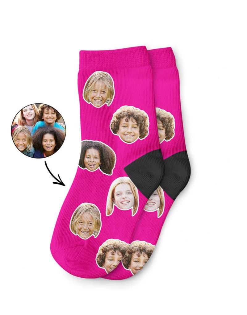 Hot Pink Best Friend Face Kids Socks