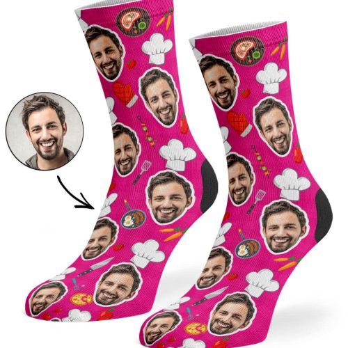 Hot Pink Chef Face Socks