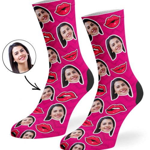 Hot Pink Comic Lips Socks