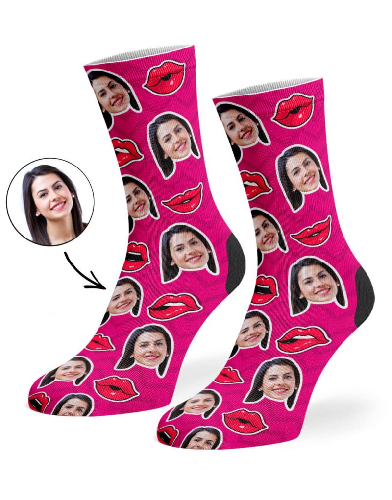 Hot Pink Comic Lips Socks