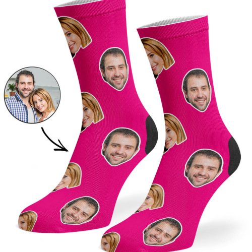 Hot Pink Couple Face Socks