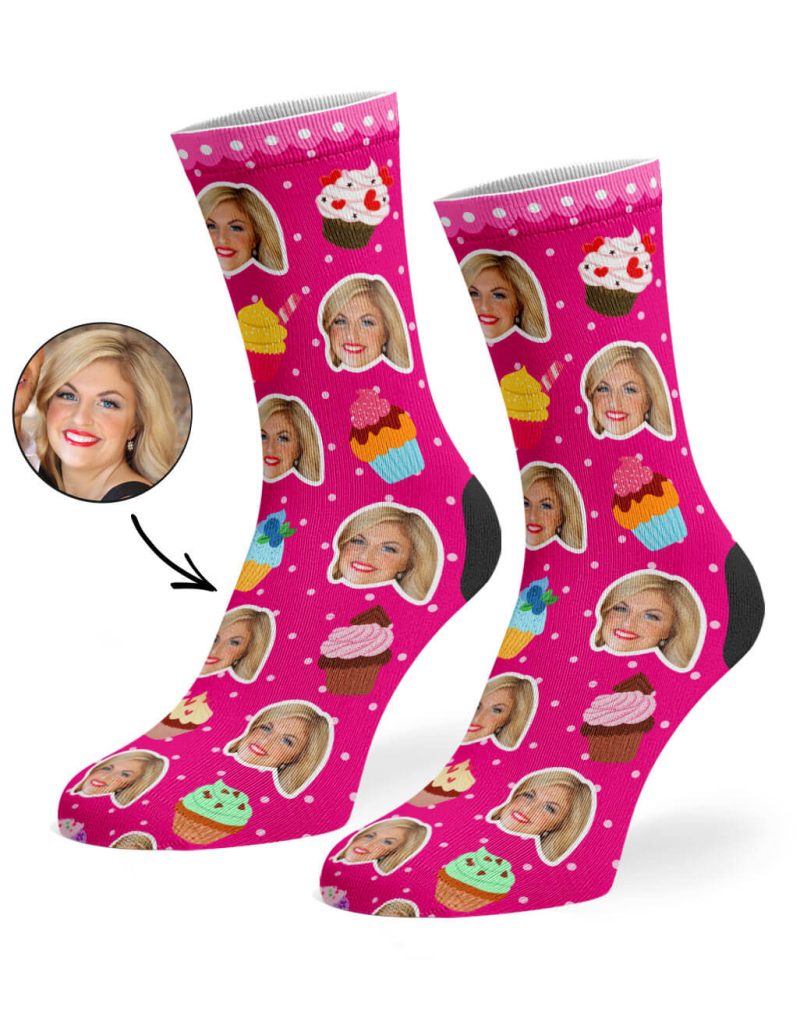 Hot Pink Cupcake Face Socks