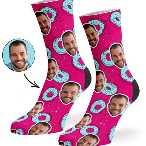 Hot Pink Donut Doodle Socks