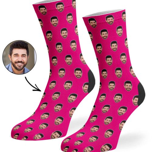 Hot Pink Face Pattern Socks