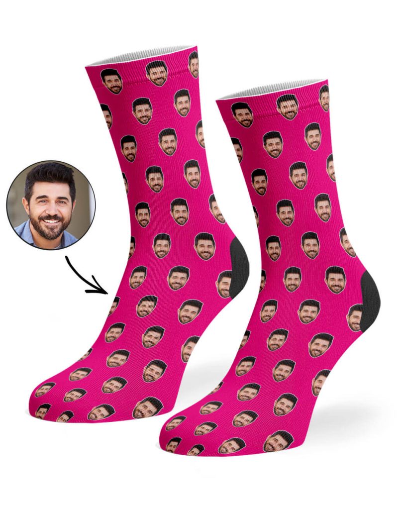 Hot Pink Face Pattern Socks