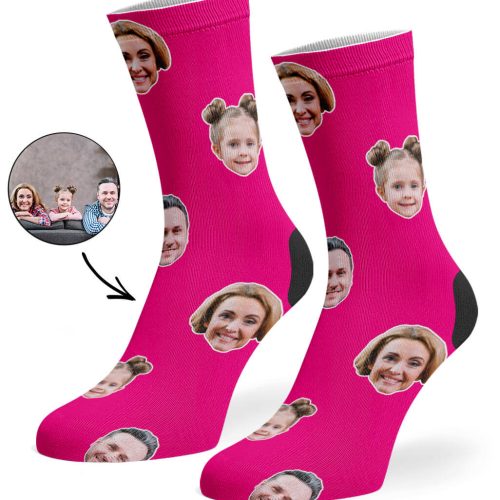 Hot Pink Family Face Socks