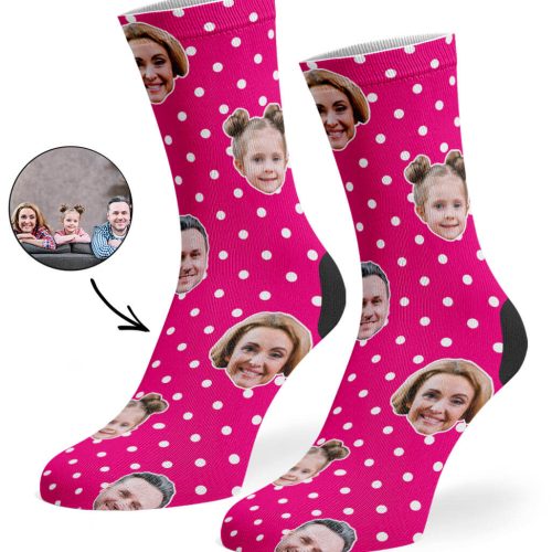 Hot Pink Family Spotty Face Socks