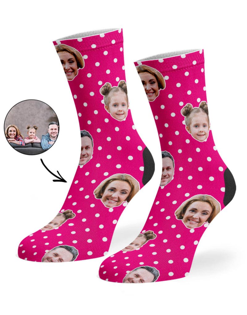 Hot Pink Family Spotty Face Socks