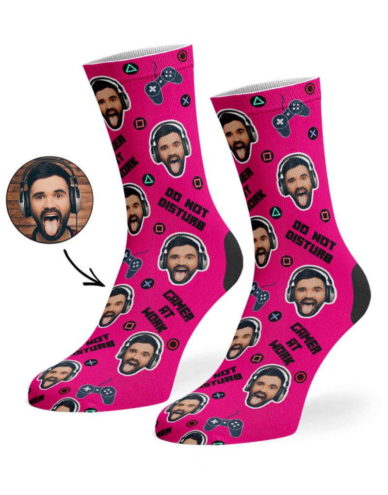 Hot Pink Gamer Face Socks