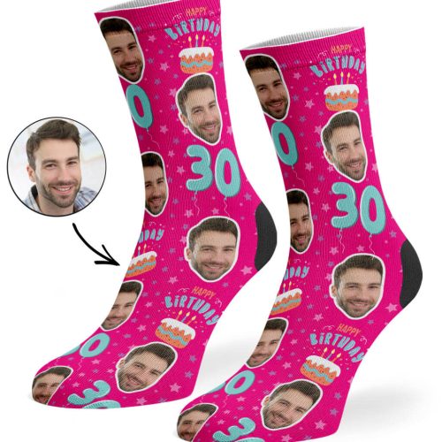 Hot Pink Happy 30th Birthday Socks