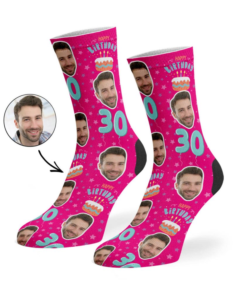 Hot Pink Happy 30th Birthday Socks