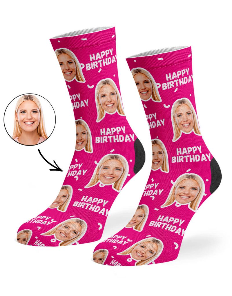 Hot Pink Happy Birthday Socks