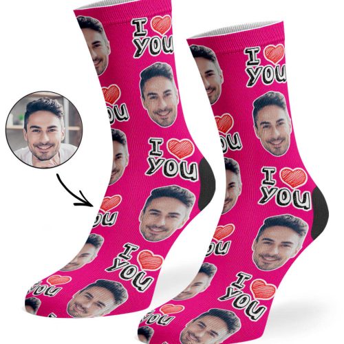 Hot Pink I Heart You Socks