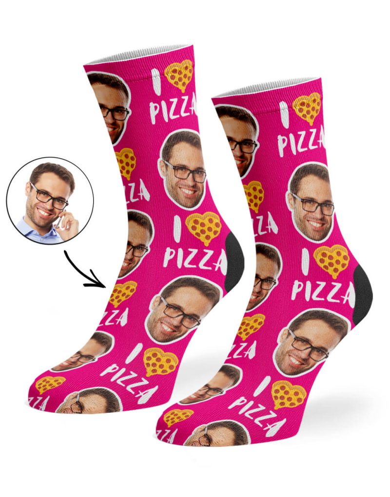 Hot Pink I Love Pizza Socks