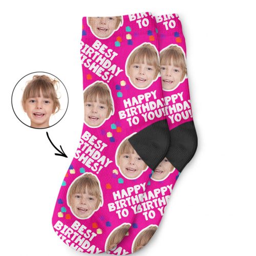 Birthday Party Kids Socks With Their Own Photo