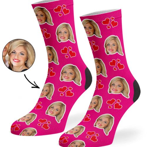 Hot Pink My Valentine Face Socks