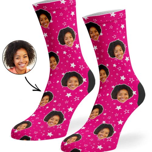 Hot Pink Star Pattern Socks